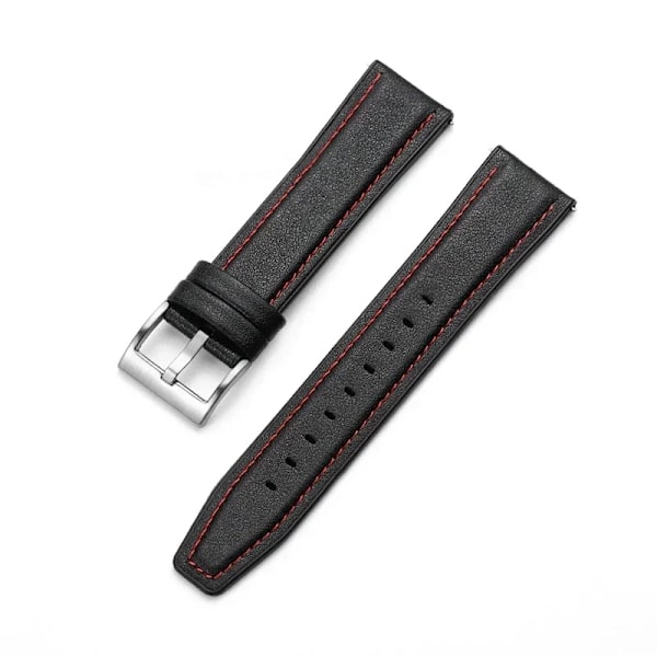 20mm 22mm läder- och silikonhybridrem för Samsung Galaxy Watch4 6 Classic 47mm 46mm/Galaxy Watch6 40mm 44mm armband Black red-Silver 20mm