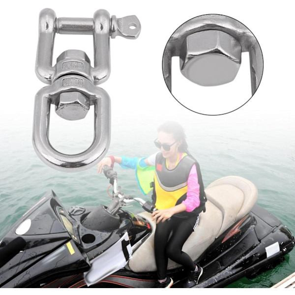 Heavy Duty Swivel Link, Heavy Duty 304 Rustfrit Stål Swivel Eye ing Snap Hooks Rullende Lås Anordning Marin Med Nøgleringe Sølv(10mm) 10mm
