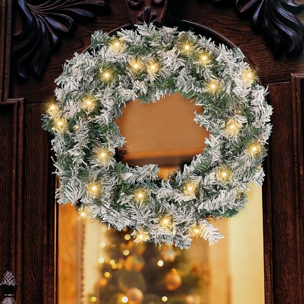 Globrite 60cm julkrans med 30 led lampor | Jul dörrdekorationer | Christmas Garland Dörrkrans, För Fönster, Väggdekor, Juldekor