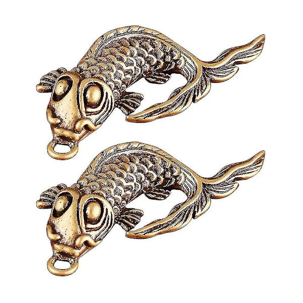2 stk Messing Fancy Carp DIY lille vedhæng Creative DIY messing bilnøglering vedhæng