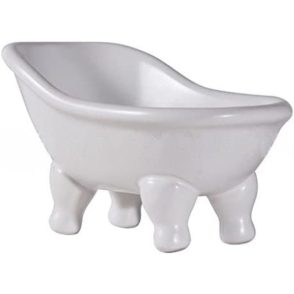 CQBB Keramisk vit klofotsbadkar Tvålkopp för badrumsdusch Dekorativ tvålkopp Svamphållare Duschstång Tvålbricka