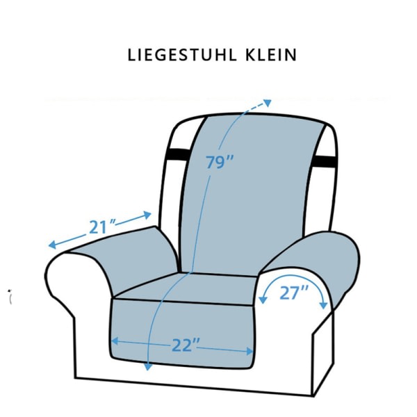 Vattentätt och halkfritt soffskydd med elastiskt band Tvättbart soffskydd Blå Small Recliner Sofa Cover