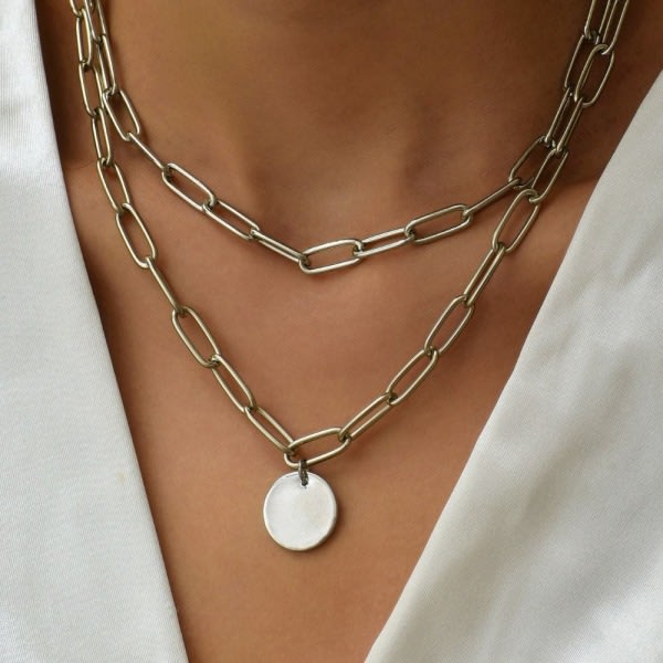 2 halsband Layered Necklace SILVER
