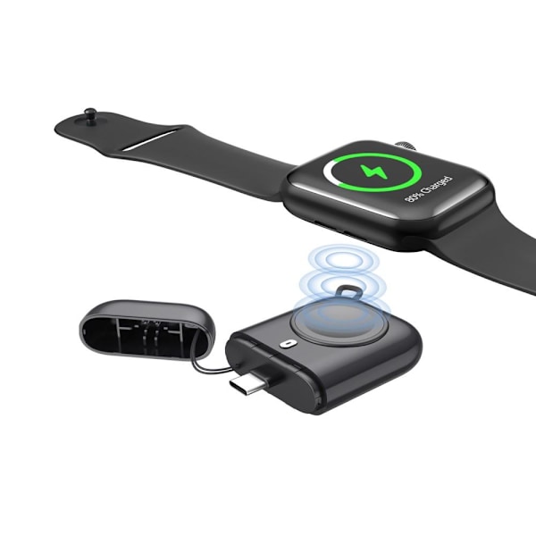 Qi Langaton Varavirtalähde Apple Watch Series 7/6/5/4/3/2/1 2580mAh Black Svart