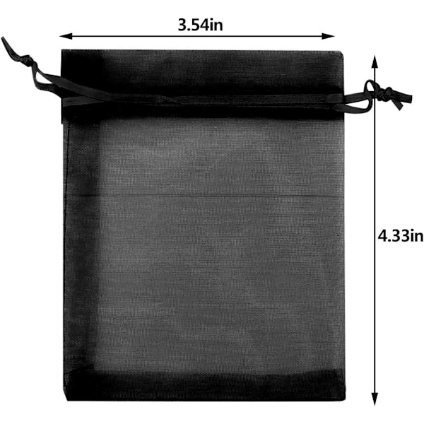 50 stk Organzaposer 3,54\"x4,33\" Satin Snørepose Smykke Gaveposer (Sort) Black 50 Count (Pack of 1)
