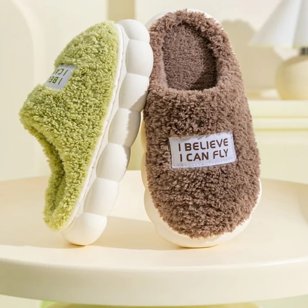 Fuffy Fur Tofflor Plysch Platta Tofflor BRUN 44-45 Brun Brown 44-45