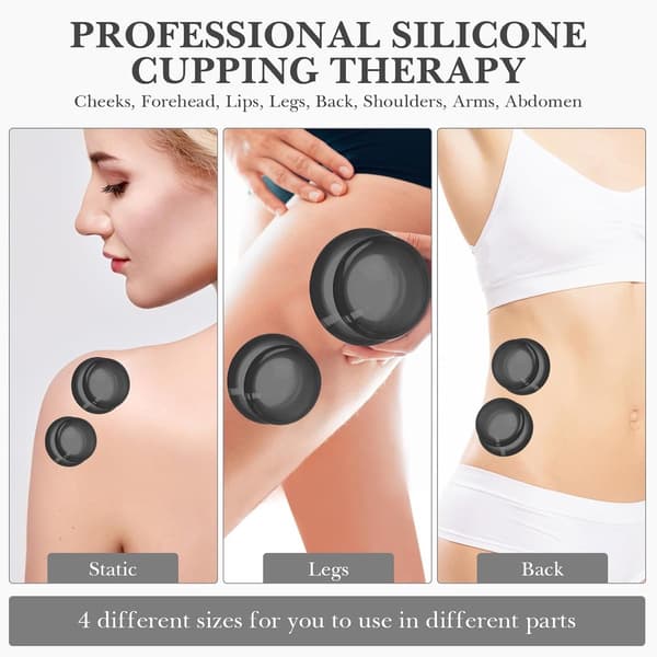 16 Cellulite Kopper (4 størrelser) - Silikone Cupping Sæt Til Vakuum Kop Terapi Sæt Massage Professionel Enhed til Ansigt, Arme og Ben_yu