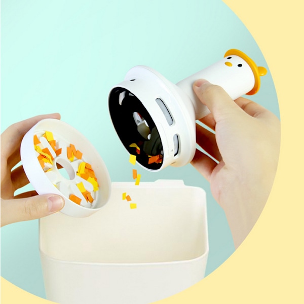 Mini Fun skrivebordsstøvsuger til børn, bil, USB-opladning, lille rengøringsmaskine (gul (uden ører))