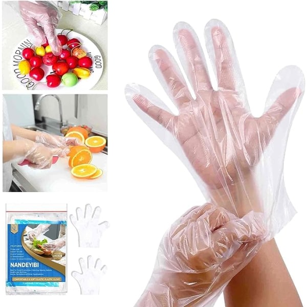 SQBB pulverfritt 100st Disponibel plasthandskar Handskar BBQ Fresh Fruit Beauty Använd