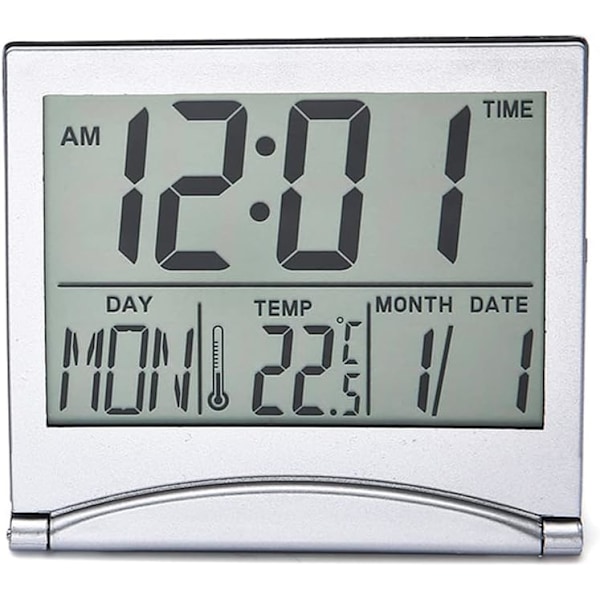 Silver digital väckarklocka Desktop Temperatur LCD-skärm