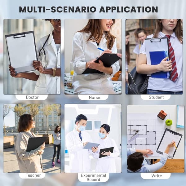 A4 Sammenklappelig Clipboard-mappe, Holdbar PP-organisator Med Stålclips, Bærbar Til Møder, Kontor Og Studie, Sort