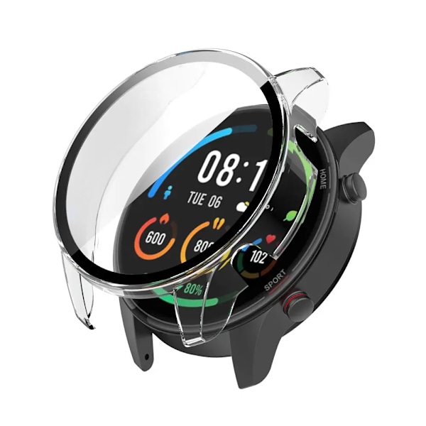 Täydellinen PC-suojaava kotelo Xiaomi Mi Watch Color Sport Global Version -älykellolle, näytönsuojakalvo, läpinäkyvä muovikalvo