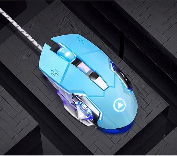 Mekanisk Gaming Mus, USB Kablet Design Med Glat Finish Til PC Gaming, Blå