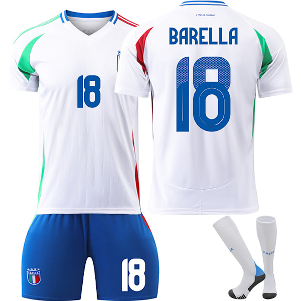 UEFA Euro 2024 Italien Bortalandslag Fotbollströjor Barn Fotbollskläder No.18 Barella 20 No.18 Barella 20