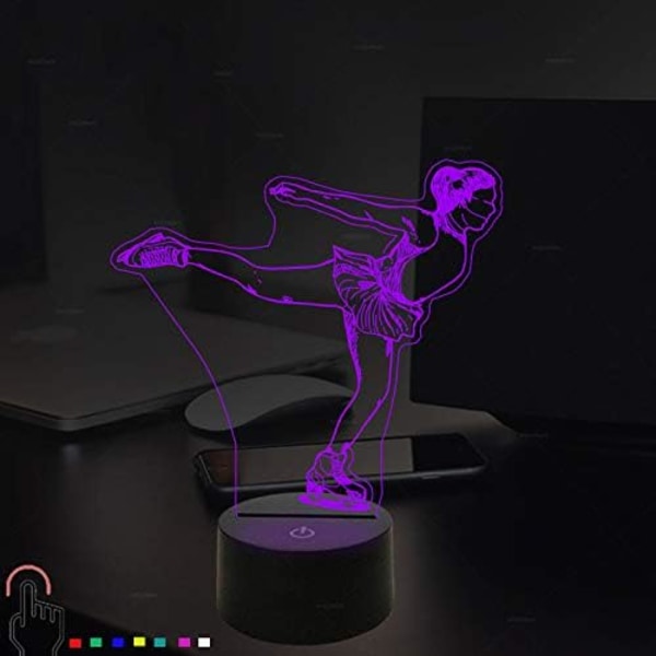 3D LED Konståkning Nattlampa Drivs Fjärrkontroll Tou