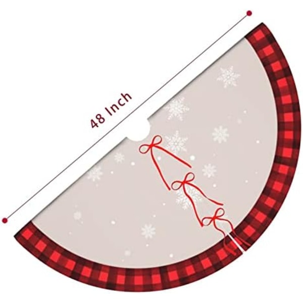 48 Tums Röd Rustik Julgransmatta med Snöflingedesign för Glad Jul Julhelg Festdekorationer inomhus