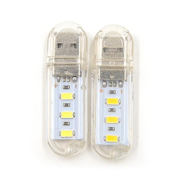 2st Mini USB Led Lamp Book Lights 3 LEDs 5730 Smd 1.5w Camping Lampa Nattlampa Vit