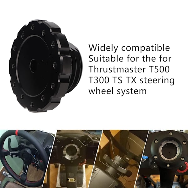 Professionellt rattnav i aluminium för spel, rattnav för Thrustmaster T300 T500 TS PC TS XW, svart