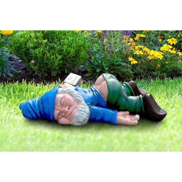 Kreativ Hagegnom Utendørs Gnomstatue Hagegnomhåndverk Hagedekorasjon Interessant Harpiksstatue (Blå)