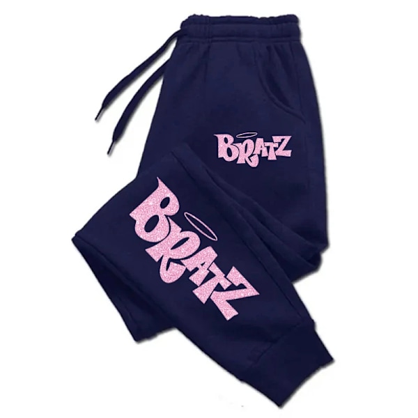 Bratz Rosa Tryck Man Kvinna Byxor Pocket Springande Sväva Leggings Baggy Gym Jogger Spårsläpp Dragsträng S Brukspare Black-JJ0518-DX XXL