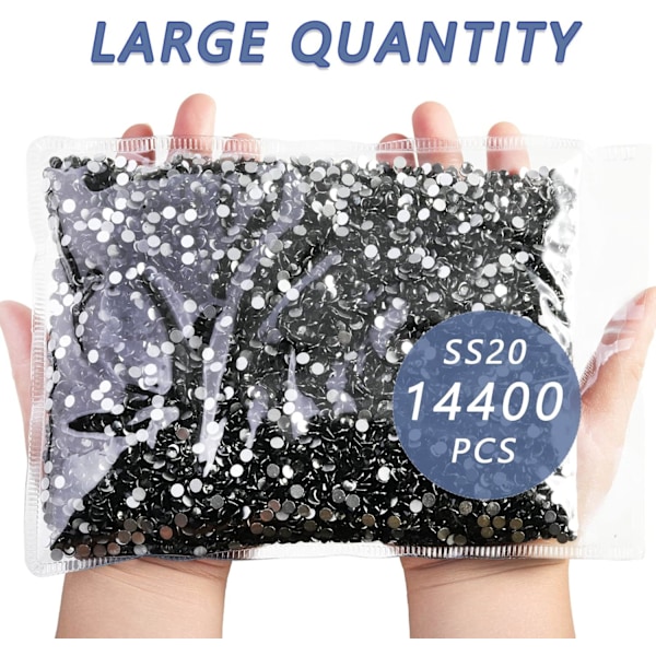 14400 kpl Harmaita Litteitä Strassita DIY-Töihin, Musta Timantti, SS20, 4,6-4,8 mm Black Diamond SS20/14400pcs