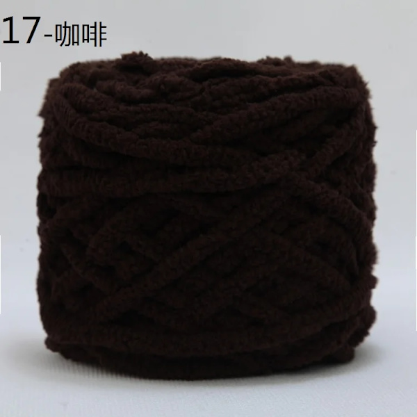100g Chenille Scarf Garn för stickning DIY-material Färgglatt handgjort garn för handvirkning Virkat tjockt ullgarn ull 17-kaffe