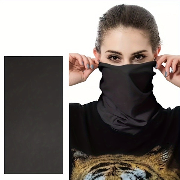 Enkel enfärgad halsdamask Stretchig Sport Infinity Scarf Höst Vinter Vindtät Varm Mask Svart