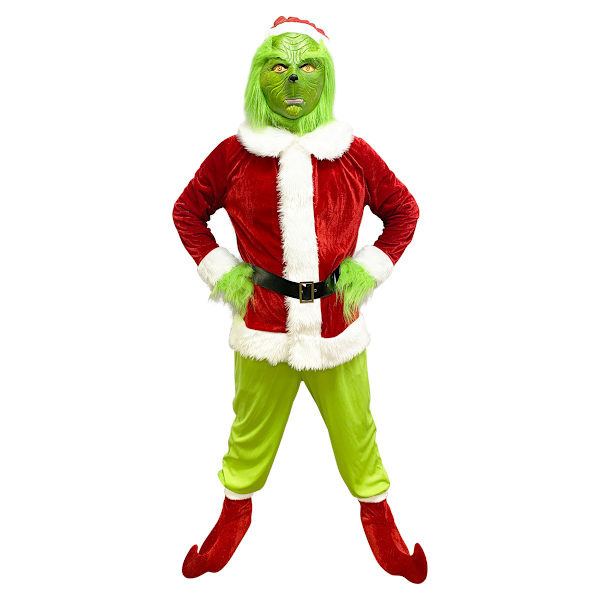 6-delad julmonsterkostym, fullständig Grinchen-outfit