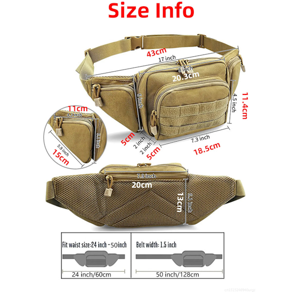 Militär Taktisk Midjeväska Bälte Bumbag Vattentät Nylon Molle EDC Fanny Telefonväska för Jakt Klättring Camping CP