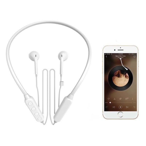 CQBB Bluetooth -hörlurar Trådlösa nackmonterade hörlurar Sporthörlurar i örat Brusreducerande hörlurar - Vit