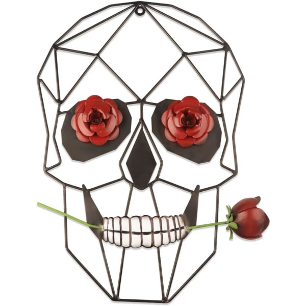 Skull Decoration, Metal Skull & Rose Väggdekor, Romantisk SQBB