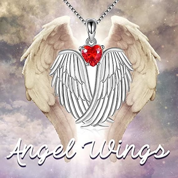 Angel Wings Necklace Guardian Angel Wings Pendant Birthstone halsband
