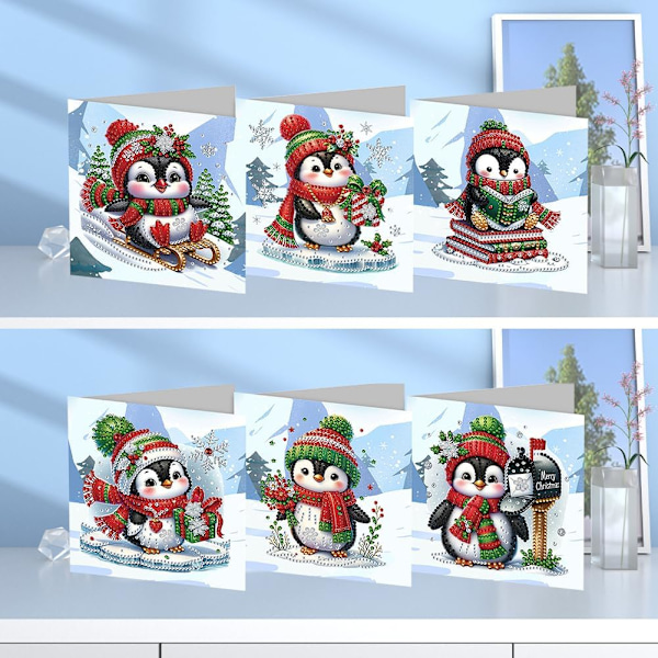 12/8/6/4-pack Diamantkonst Julgranskortsats, Handgjorda DIY-Högtidskort HK057