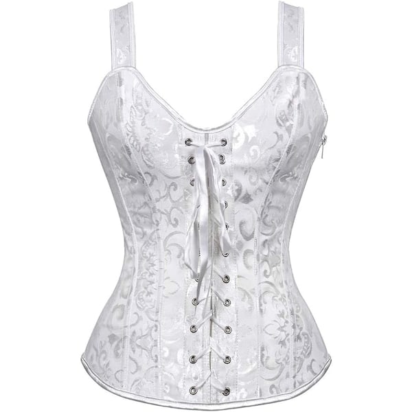 Korsetter til kvinder Overbust Bustier Top Gothic exy skulder Hvid-6806 S White-6806 S