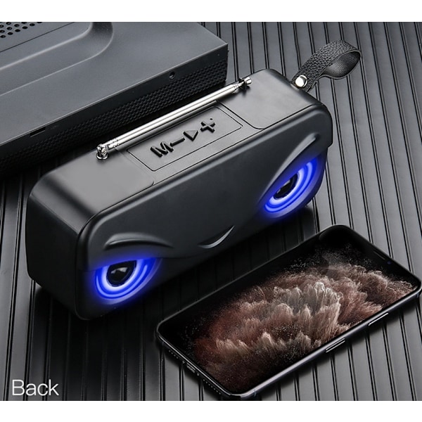 Bluetooth-högtalare Dual Speaker Lighting Portable Card Radio (svart),