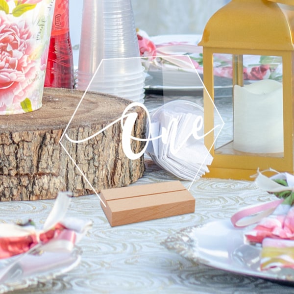 Hexagon akryl bordsnummer skylt med hållare Kit Event Festskyltar Tillbehör för jul Baby Shower Party Dekoration null - A null - A