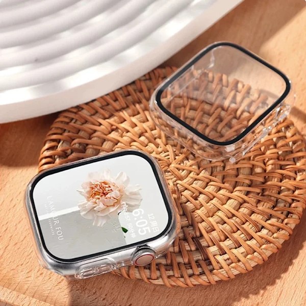 Herdet glass+ deksel for Apple Watch Case 45mm 41mm 44mm 40mm 42mm Skjermbeskytter Apple Watch Tilbehør serie 9 4 5 6 SE 7 8 Transparent 19 Serie 321 38MM