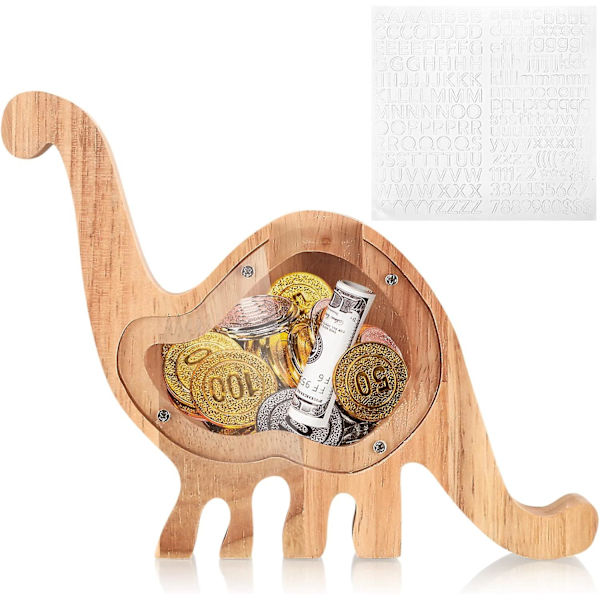 Dinosaurie Spargris Trä, Sparbössa Barn, Söt Sparbchse, Pengar Bank Mynbanken För Pojkar, Flickor, Vuxna, Dekoration, Leksak, Present