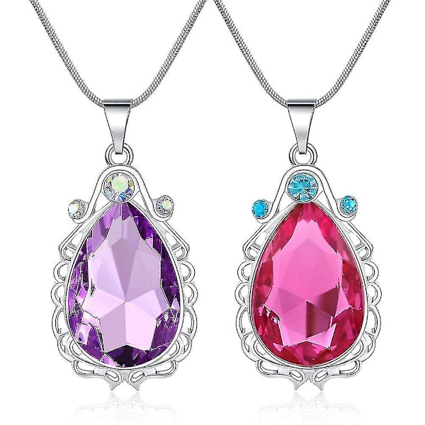 2-pack Princess Halsband, Twin Sisters Teardrop Halsband Magic Smycken Presenter För Flickor