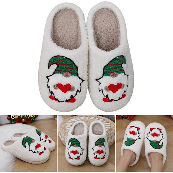 Roliga älg-julklapps-tofflor, mysiga plysch-tofflor för inomhusbruk för kvinnor och män Dwarf M 42/43 EU