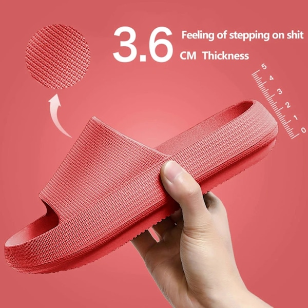 Cloud Tofflor För Män Flip Flops Strand Sandaler Badrum Icke-Slipp Slides Män Kvinnor Tofflor Inomhus Skor Man S Löper B-Red 3.6cm 38-39(fit 37-38)