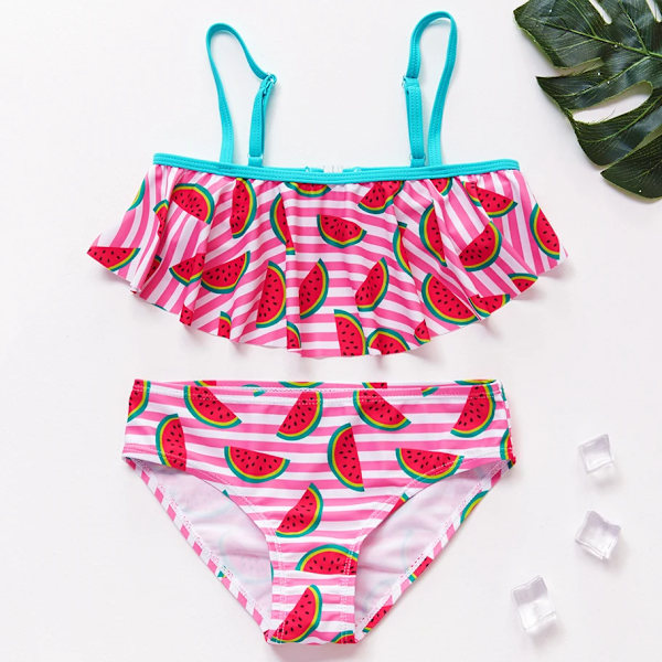 1~14V Flickbaddräkt Flickbaddräkt Set Bikiniset för barn Biquini Infantil Baddräkt för barn-ST108mix 9057 rosa 3-4 år