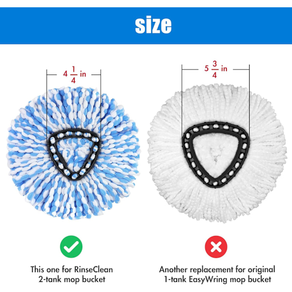 3 kpl Mop-Päällisiä O-Cedar RinseClean Spin Mopille - Helppo Puhdistus 3pc for Rinseclean Base