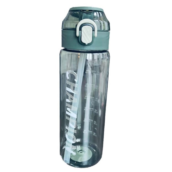 650ML/800ML Halm Vattenflaska med Tryckt Snygg Bärbar Sportkopp för Inomhus Utomhus Grön 800ml
