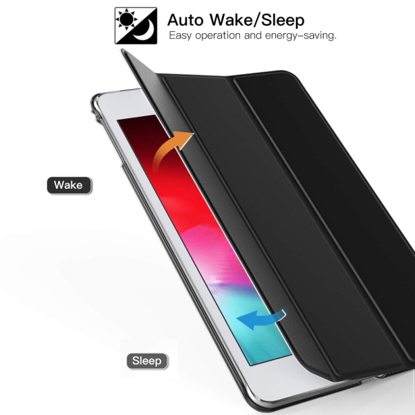 CQBB Smart Case kompatibel med iPad Air 3 10,5", genomskinligt magnetiskt case med matt baksida med Auto Sleep/Wake-black