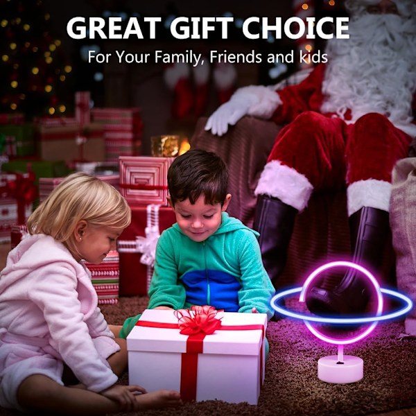 Planet Neon Skilt, LED Nattlys for Soveromsdekor, Batteri/USB Drevet Planet