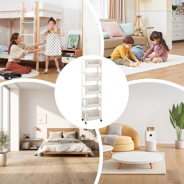 Rullvagn för barnboksförvaring, flervåningsorganisatör för små utrymmen 5th floor