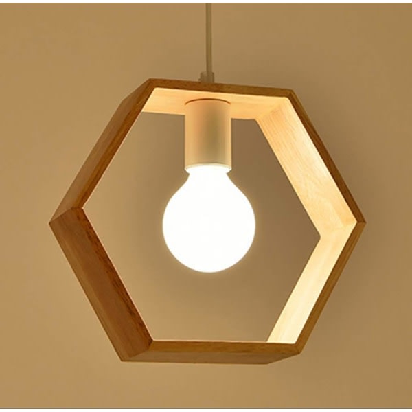 CQBB E27 Creative Pendellampor Taklampa i industriellt trä Modern Armatur Lumiere Contemporain Pendellampor Taklampa (hexagonform)