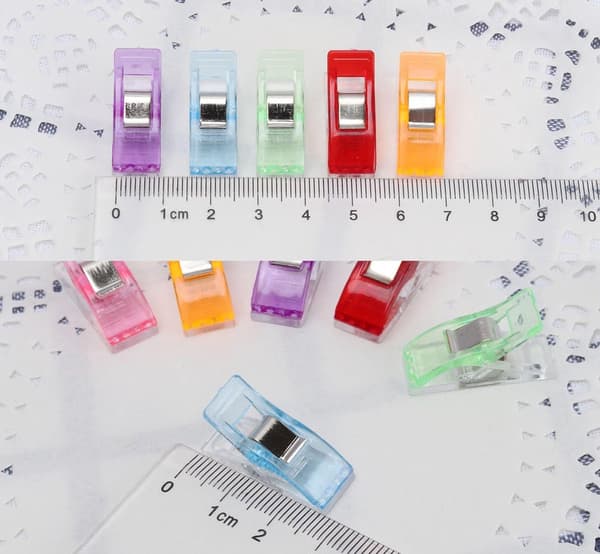 Värilliset ompeluklipsit - Ompeluklipsisetti - Ompelutarvikkeet - Kangasklipsit - Valokuvaklipsit - Monitoimiklipsit - 27×10 mm - Värilliset, 100 kappaletta