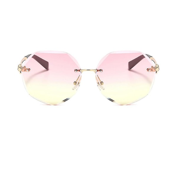 Runda solglasögon utan båg Modesolglasögon Dam Lyxiga Gradient Shades Solglasögon (gradient Rosa